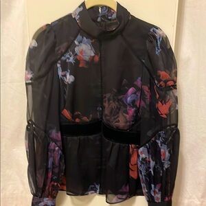 Ted Baker Black Sheer Floral Blouse